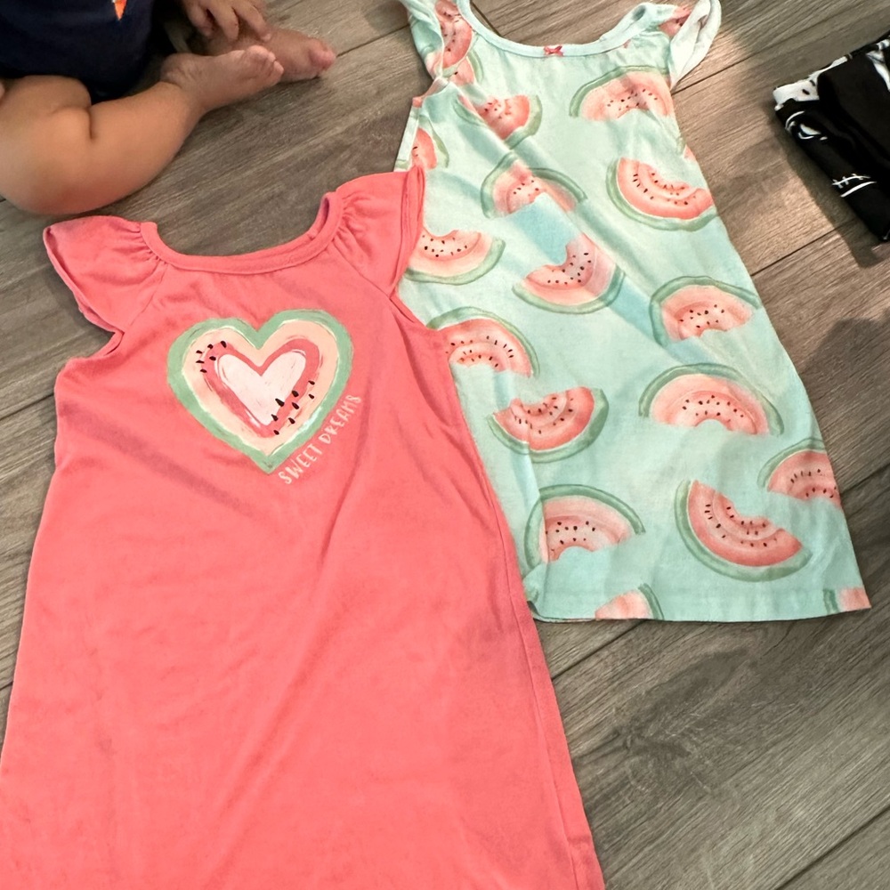 Carter's Girls' pajama dress set - Coral and Light Green